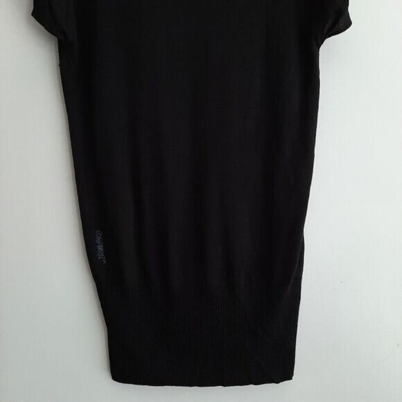 COVET Soft Bamboo Viscose & Wool Blend T-Neck Tunic Top Fine Knit Black Sz S - Picture 9 of 14